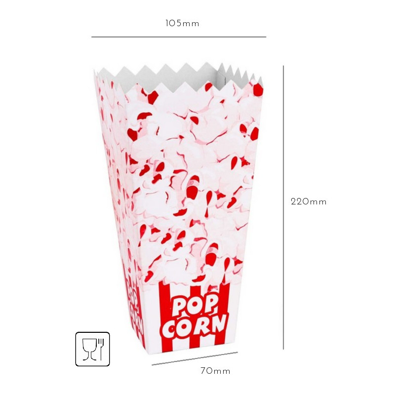 100 szt. KARTONIK/KUBEK na Popcorn DUŻY 70x220x105 mm (kolory)