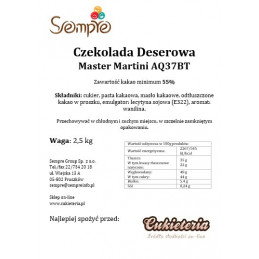 2,5kg Czekolada CIEMNA/DESEROWA 55% AQ37BT Master Martini