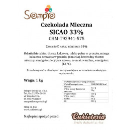 1kg Czekolada MLECZNA CHM-T92941-575 SICAO 33% Barry Callebaut