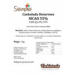 1kg Czekolada CIEMNA/DESEROWA CHD-Q11PL-575 SICAO 55% Barry Callebaut