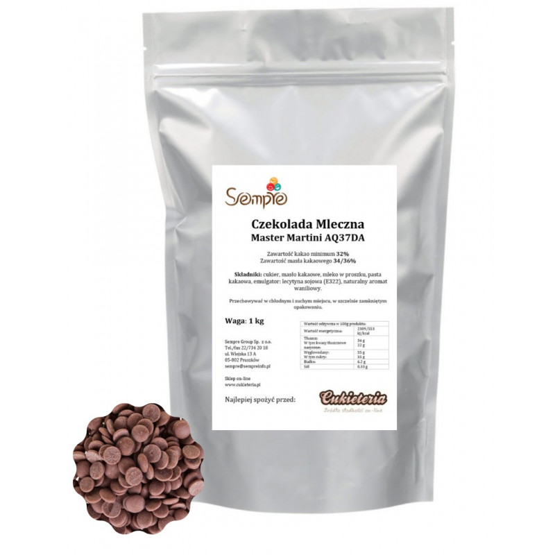 1kg Czekolada MLECZNA Arriba 32% AQ37DA Master Martini 1kg Czekolada MLECZNA Arriba 32% AQ37DA Master Martini