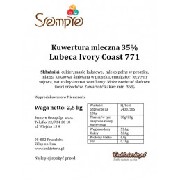 2,5kg Czekolada MLECZNA Ivory Coast 35% 771 Lubeca