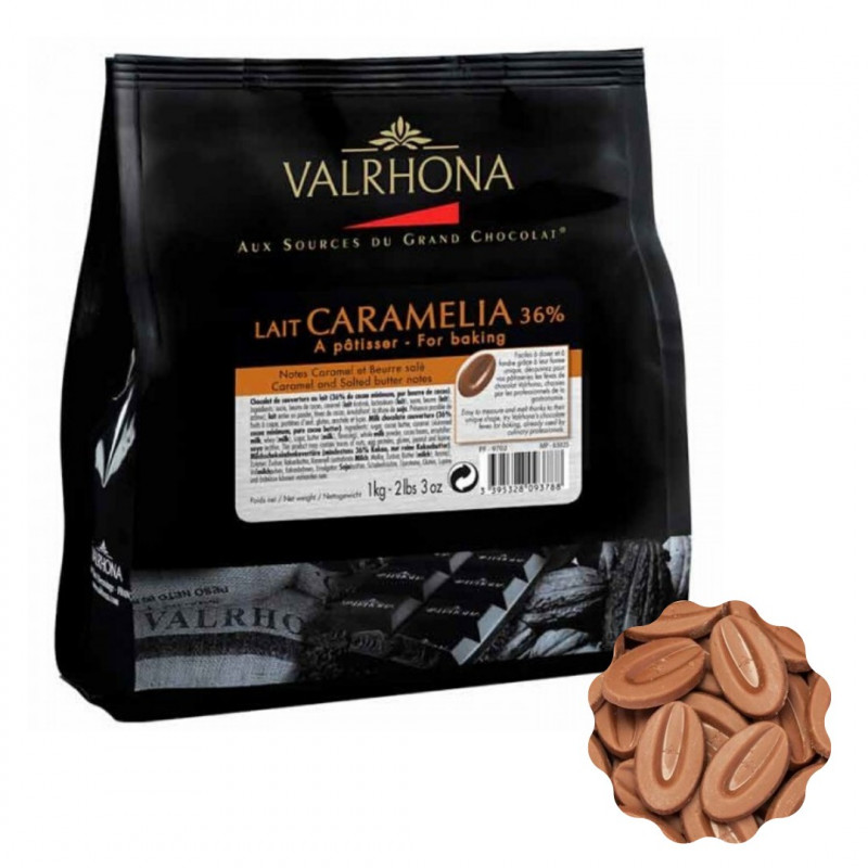 1kg Czekolada MLECZNA KARMELOWA w kaletkach CARAMELIA 36% V12390 Valrhona