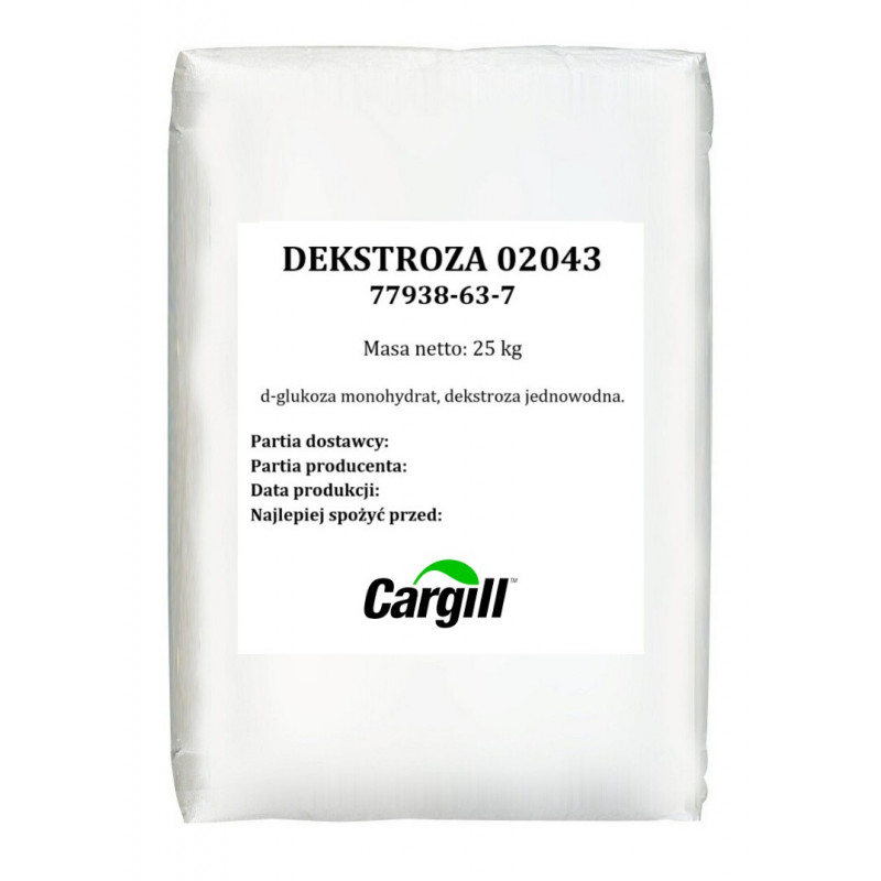 25 kg DEKSTROZA KRYSTALICZNA MONOHYDRAT 02043 77938-63-7 Cargill 25 kg DEKSTROZA KRYSTALICZNA MONOHYDRAT 02043 77938-63-7 Cargill