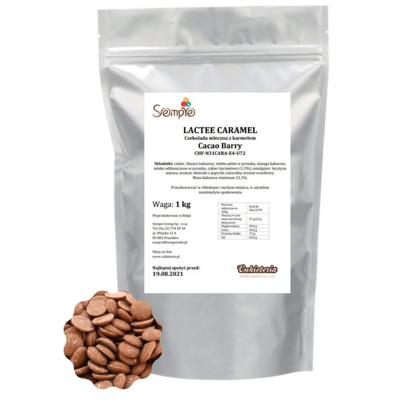 1kg Czekolada 31% MLECZNA Z KARMELEM Lactee Caramel CHF-N31CARA-E4-U72 Cacao Barry