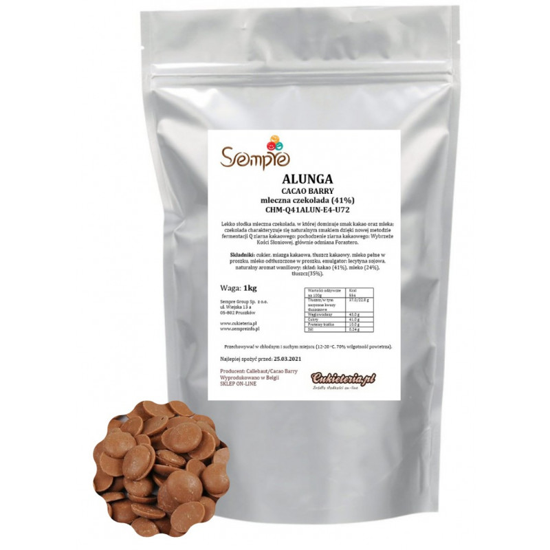 1kg Czekolada 41% MLECZNA ALUNGA CHM-Q41ALUN-E4-U72 Cacao Barry