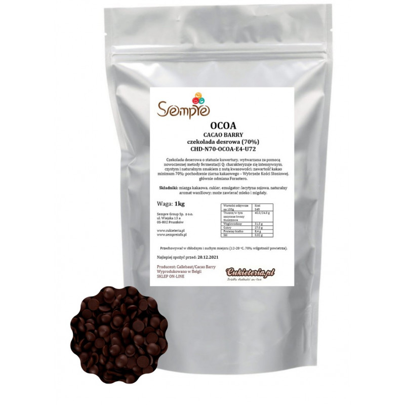 1kg Czekolada 70% Purete OCOA CIEMNA CHD-N70-OCOA-E4-U72 Cacao Barry