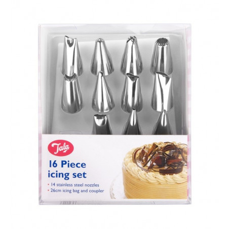 Zestaw 14 tylek + worek cukierniczy + adapter 10A00040 Tala