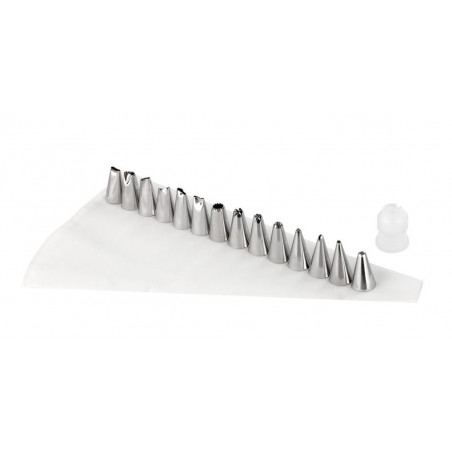 Zestaw 14 tylek + worek cukierniczy + adapter 10A00040 Tala