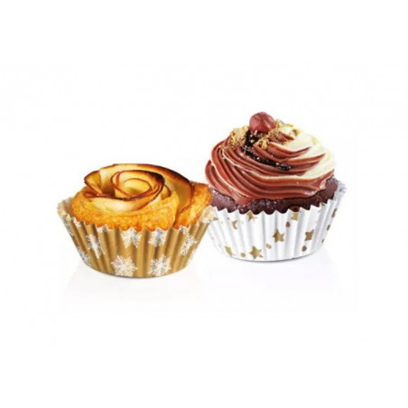 60 szt. Papilotki papierowe z zimowym wzorem ∅ 6 cm 630614 Tescoma