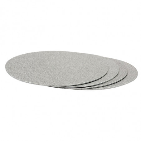 ∅ 32 cm PODKŁAD SREBRNY DECORA metalizowany z motywem kwiatowym wysokość 3 mm