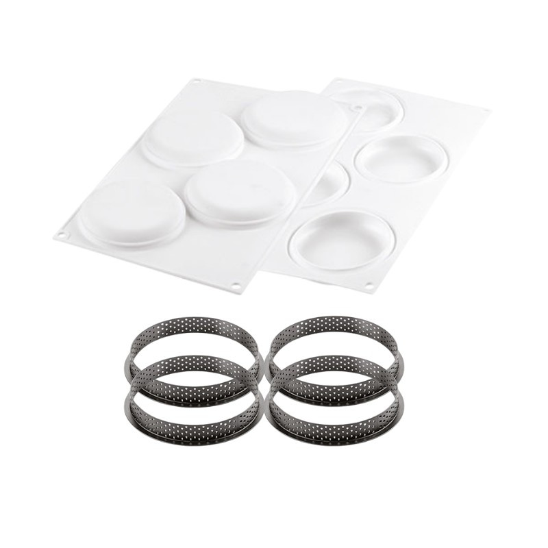 KIT TARTE RING ROUND 100 25.277.87.0065 SILIKOMART zestaw forma + 4 perforowane ranty ∅ 100 x h 20 mm