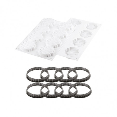 KIT TARTE RING HONORE 80 25.294.87.0065 SILIKOMART zestaw forma + 8 perforowanych rantów ∅ 80 x h 20 mm