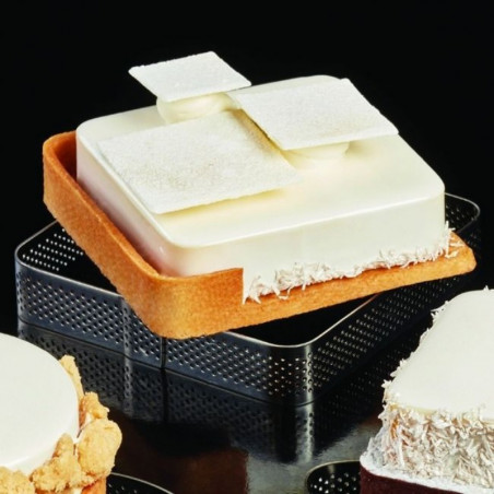 105 x 105 x h 20 mm XF02 RANT PERFOROWANY PAVONI kwadratowy rant ze stali nierdzewnej