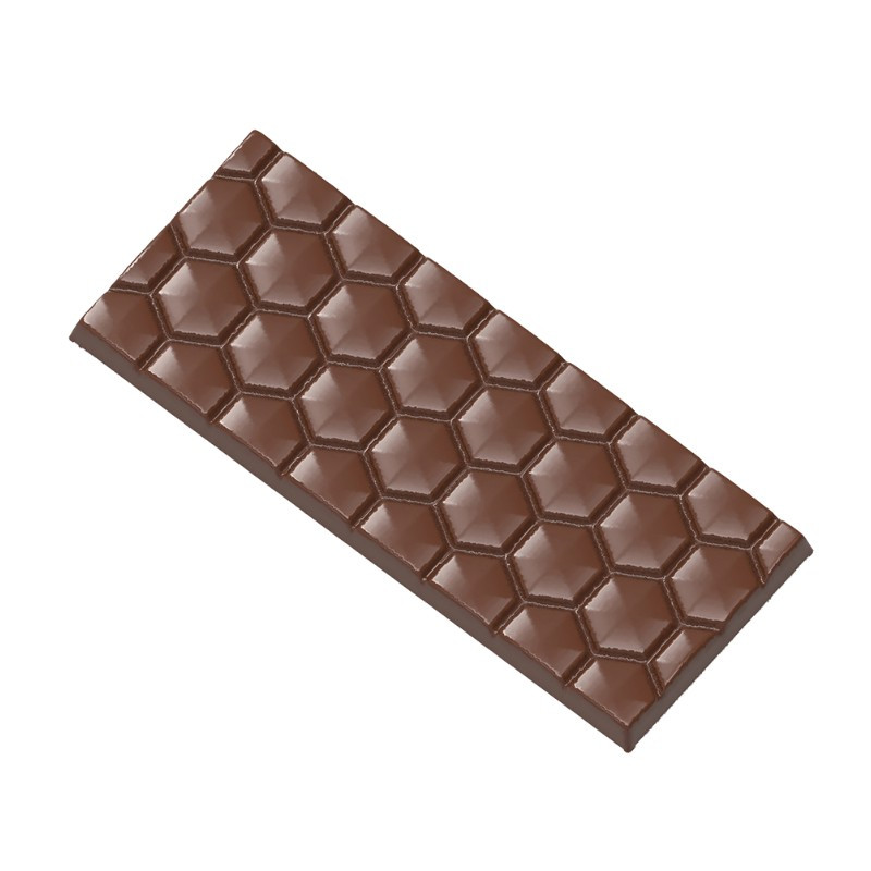 2454CW FORMA PLASTRY MIODU CHOCOLATE WORLD forma z poliwęglanu do tabliczek czekolady z wzorem plastra miodu