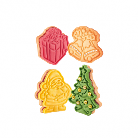 4szt. Wykrawacze do Ciasta z Pieczątką CHOINKA/MIKOŁAJ/DZWONECZKI/PREZENT 630857 Tescoma