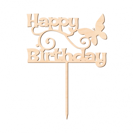 wyjątkowa dekoracja w naturalnym kolorze drewna idealna na urodzinowe torty i ciasta