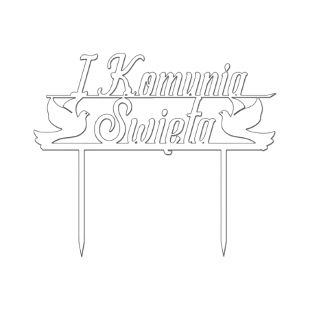 Topper Komunia Święta z gołębiami BIAŁY 065B Sweet Decor