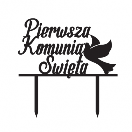Topper Pierwsza Komunia Święta + Gołąbek 032C CZARNY Sweet Decor