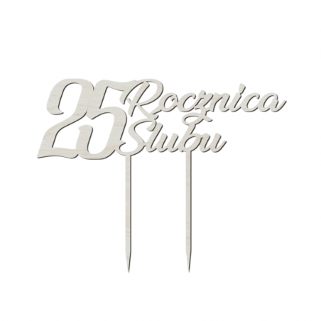 Topper 25 ROCZNICA ŚLUBU w kolorze srebrnym 20/15,5 cm 068SO Sweet Decor