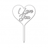 BIAŁY TOPPER SERCE "I LOVE YOU" 101B SWEET DECOR dekoracja na tort z akrylowej pleksi