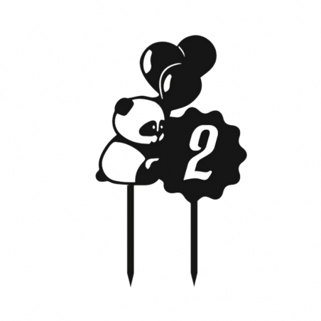 Topper Panda z Cyfrą 2 CZARNY 021 Sweet Decor