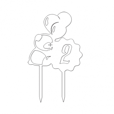 Topper Panda z Cyfrą 2 BIAŁY 021 Sweet Decor