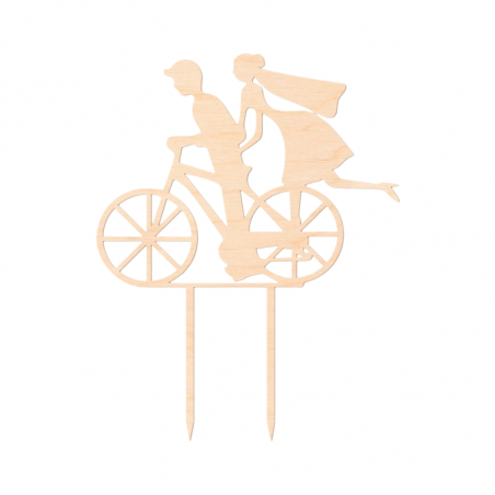 DREWNIANY TOPPER PARA MŁODA NA ROWERZE 086S SWEET DECOR dekoracja na tort ze sklejki brzozowej