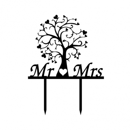 Topper Drzewo z Inicjałami CZARNY 003 Sweet Decor