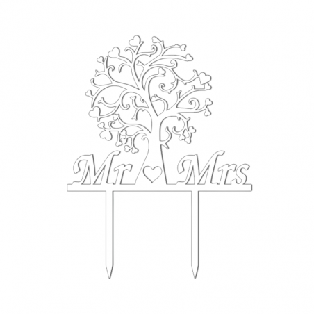 Topper Drzewo z Inicjałami BIAŁY 003 Sweet Decor