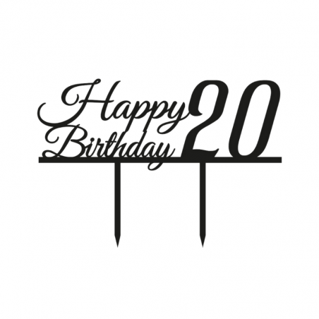 Topper Happy Birthday CZARNY 015 Sweet Decor