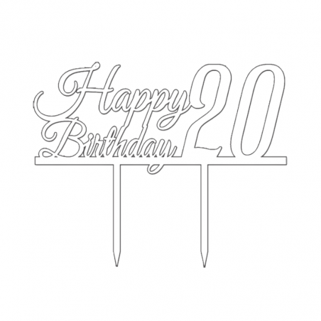 Topper Happy Birthday BIAŁY 015 Sweet Decor