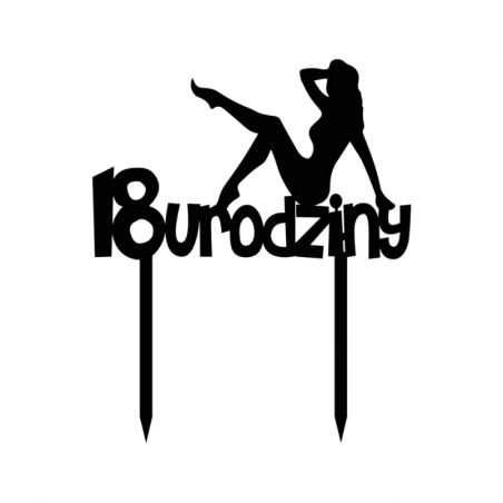 Topper 18 Urodziny Dla Dziewczyny CZARNY 012 Sweet Decor