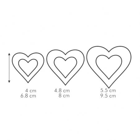 3 szt. Dwustronne foremki do wykrawania SERCA 630862 Delicia Tescoma