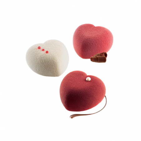 Amorini 100 Silikomart - forma silikonowa z wykrojnikiem do deserów - serce - dł. 63 x wys. 39 mm / poj. 100 ml x 8 porcji