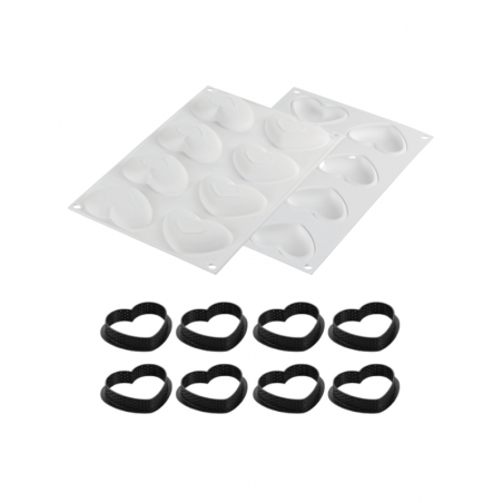 Kit Tarte Ring Amore 80 Silikomart - zestaw do tartaletek - serce - Cukieteria.pl