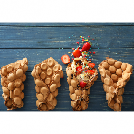 gofry można podawać z niezliczoną ilością dodatków smakowych i dekoracyjnych