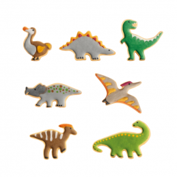 zestaw foremek z tworzywa w kształcie dinozaurów przeznaczone dla najmłodszych cukierników