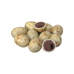 dekoracyjne marmurkowe jajka z białej czekolady z kremowym nadzieniem o smaku orzechowo-czekoladowym