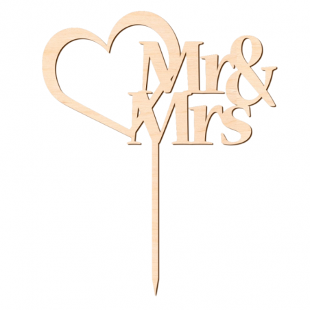 wyjątkowa dekoracja w naturalnym kolorze drewna idealna na tort z okazji ślubu