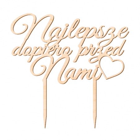 wyjątkowa dekoracja w naturalnym kolorze drewna idealna na tort z okazji rocznicy