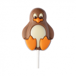 uroczy lizak w kształcie pingwina z mlecznej czekolady