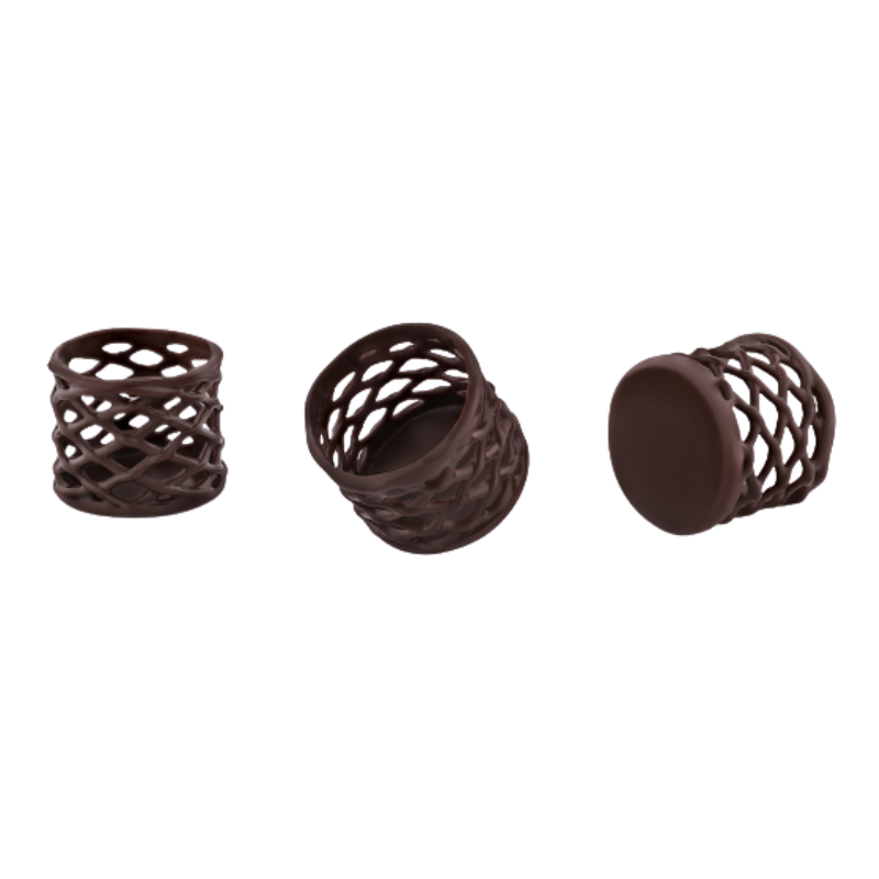 ażurowe foremki z ciemnej czekolady do mini deserów i dekoracji cukierniczych