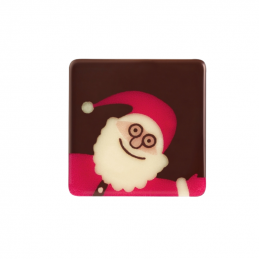 słodka dekoracja z barwionej białej czekolady - plakietka święty Mikołaj