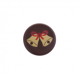 słodka dekoracja z barwionej ciemnej czekolady - plakietka dzwoneczki