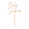 wyjątkowa dekoracja w naturalnym kolorze drewna idealna na tort z okazji baby shower