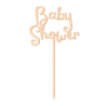 wyjątkowa dekoracja w naturalnym kolorze drewna idealna na tort z okazji baby shower