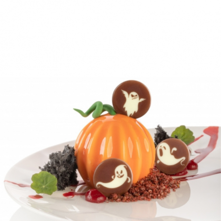 zestaw okrągłych tabliczek z trzema wzorami w kształcie duchów