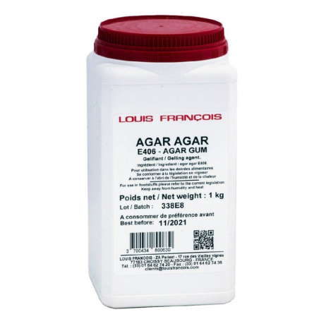 1 kg AGAR AGAR E406 GELIFIANT LOUIS FRANCOIS substancja żelująca pozyskiwana z czerwonych alg