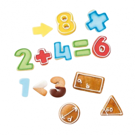 zestaw plastikowych wykrojników - cyfry i znaki